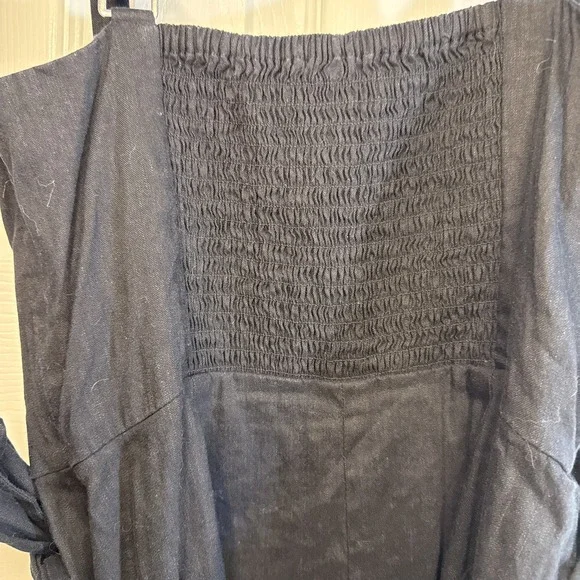 Gianni‎ Bini Women's 4 Dress Wrap Linen Blend Belt Spaghetti Straps Black EUC - Picture 6 of 8